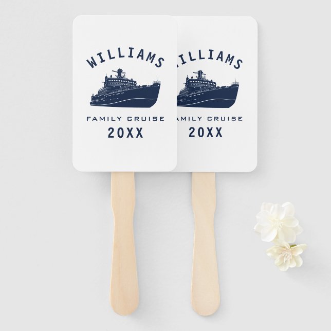 Fun Sea Cruise Ship Family Reunion Summer Vacation Hand Fan (Front and Back)