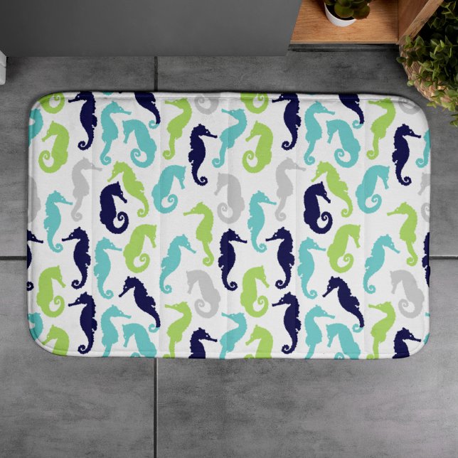 Fun Sea Horses Pattern Bathroom Mat (Creator Uploaded)