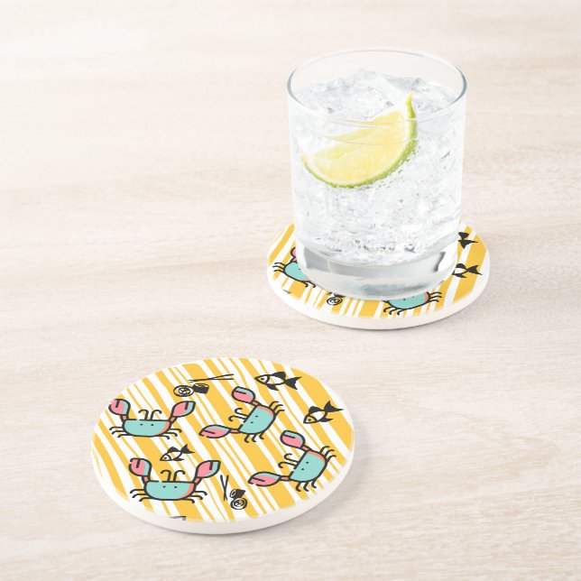 Fun Seafood Crab Fish  Coaster (Side)