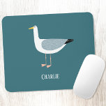 Fun Seagull Personalized Mouse Pad<br><div class="desc">A cheeky seagull standing by the ocean. Perfect for those who love birds and the coast.
Remove or change the name to customize.</div>
