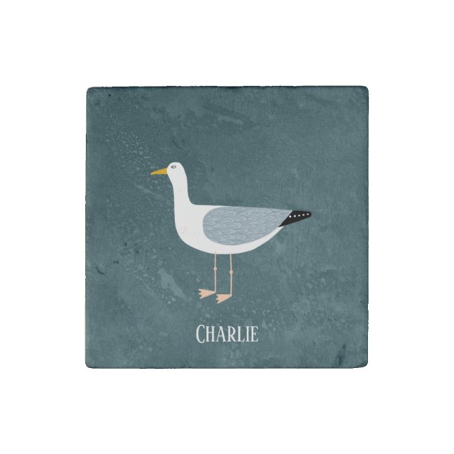 Fun Seagull Personalized Stone Magnet (Front)