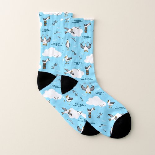 Fun Seagull Sea Birds Seaside Beach Theme Socks