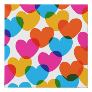 Fun seamless vintage love heart background in pret faux canvas print