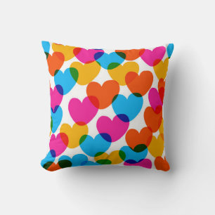 Fun seamless vintage love heart background in pret throw pillow