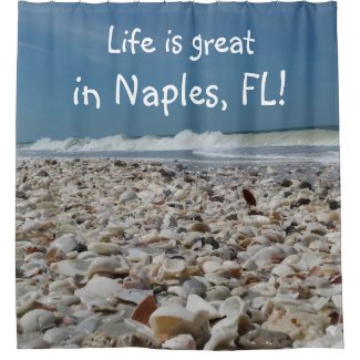 Seashells print Naples Beach Shower Curtain