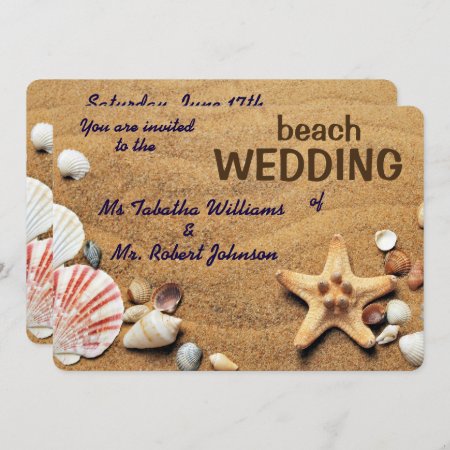 Fun Seashells Design Beach Wedding Invitation