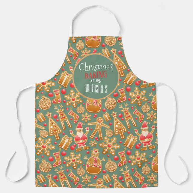 Fun Seasonal' Christmas Baking at the' Name Apron (Front)