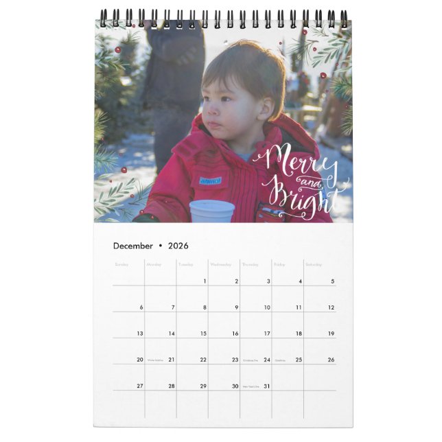 Fun Seasonal Overlay | Photo Personalized Calendar (Dec 2026)