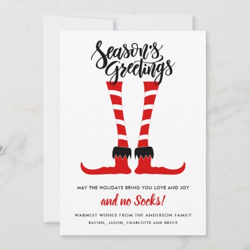 Fun Seasons Greetings No Socks Holiday Card
