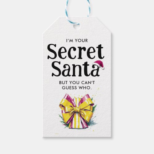 Fun Secret Santa Colorful Gift Watercolor Gift Tags