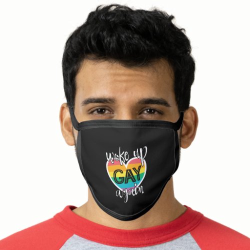 Fun self_ironic pride month woke up gay again face mask