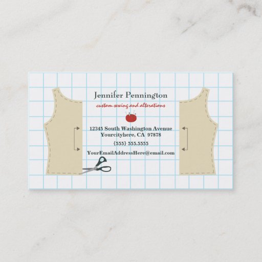 Customizable Fun sewing and alterations business card template