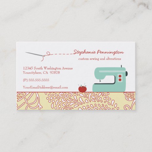 Customizable Fun sewing fashion design customized business card
