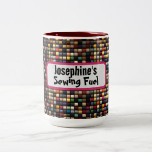Fun Sewing Lover Colorful Thread Name Two-Tone Coffee Mug