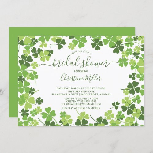 Fun Shamrock Irish Bridal Shower Invitation