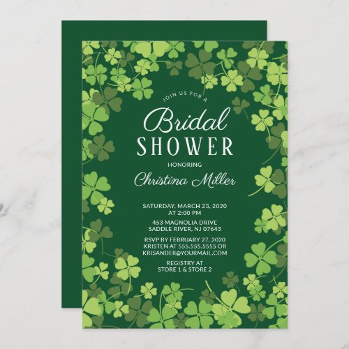 Fun Shamrock Irish Bridal Shower Invitation