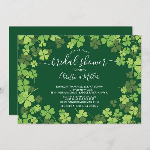 Fun Shamrock Irish Bridal Shower Invitation