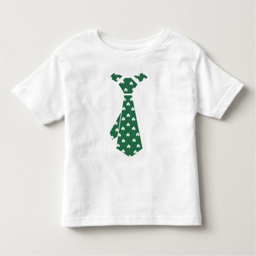 Fun Shamrock Pattern Faux Tie St Patricks Day  Toddler T_shirt
