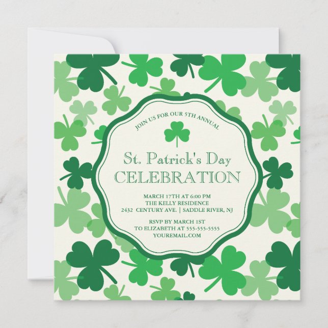 Fun Shamrock St. Patrick's Party Invitation (Front)