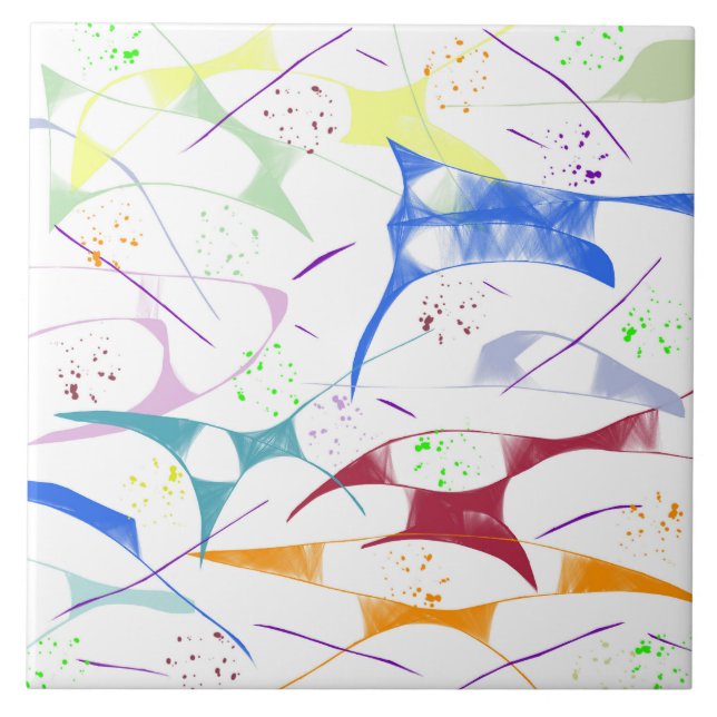 Fun Shapes And Splatters Ceramic Tile (Front)