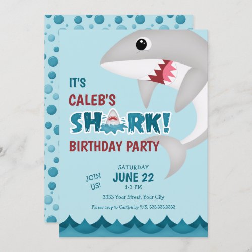 Fun Shark Attack Birthday Party Invitation