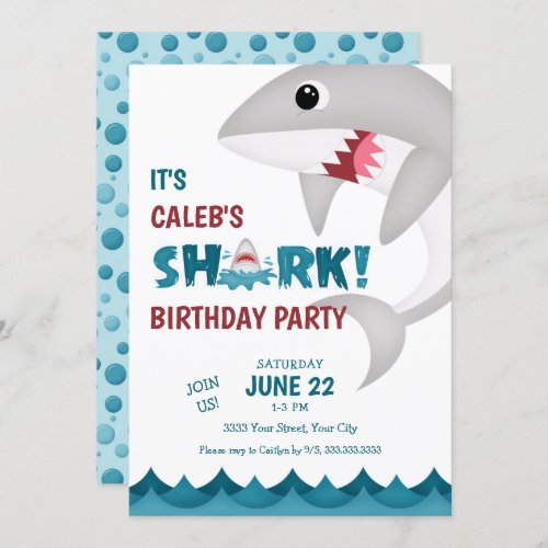 Fun Shark Birthday Party Invitation