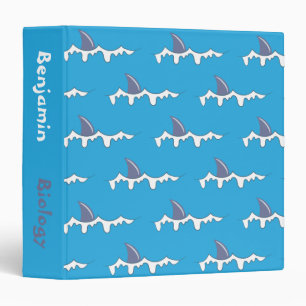 Fun Shark Fins Doodle Kid Blue Binder with Subject