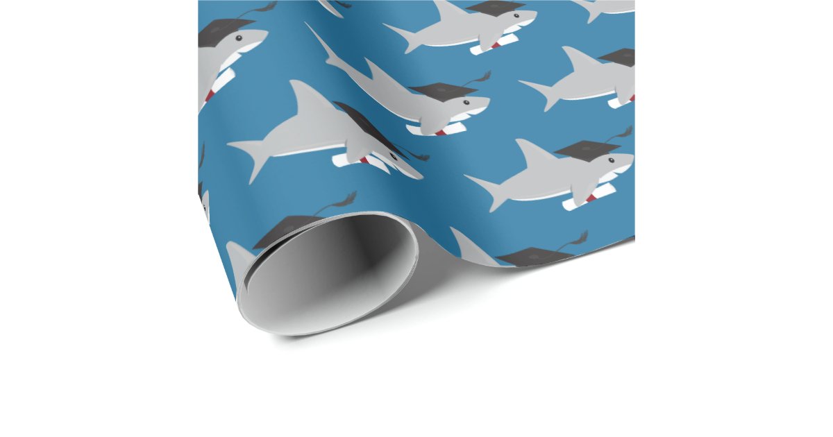 Fun Shark Graduation Wrapping Paper Sheets