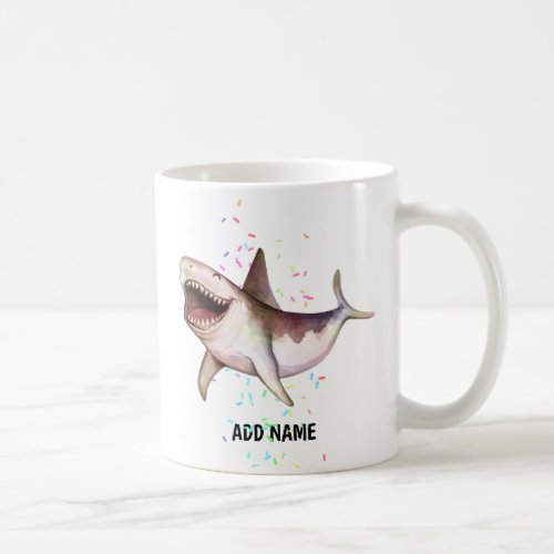 Fun SHARK illustrated gift Add Name watercolor Coffee Mug