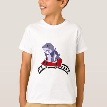 Fun Shark Riding On Roller Coaster T-shirt by sharksfun at Zazzle