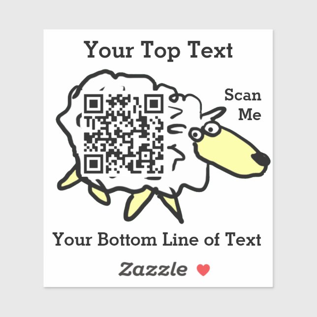 Fun Sheep Containing Your QR Code on a Sticker (Sheet)