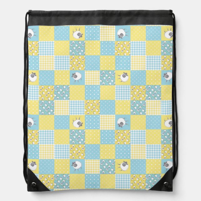 Fun Sheep, Country-Style, Faux Patchwork BackPack (Front)