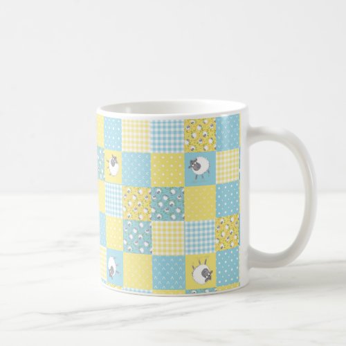 Fun Sheep Country_Style Faux Patchwork Mug