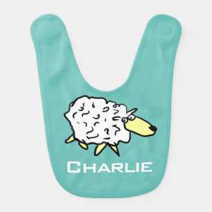 Fun sheep design. Add choice of name. Baby Bib