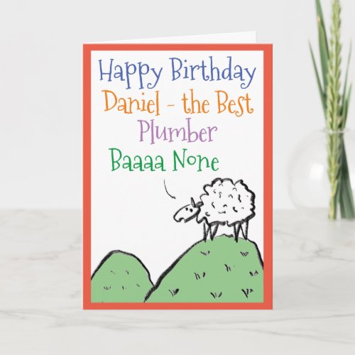 Fun Sheep Design Happy Birthday to a Plumber Card