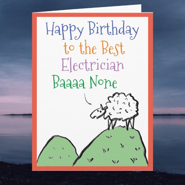 Fun Sheep Design Happy Birthday to an Electrician Card (Creator Uploaded)