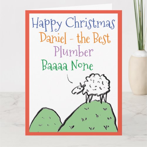 Fun Sheep Design Happy Christmas to a Plumber Card