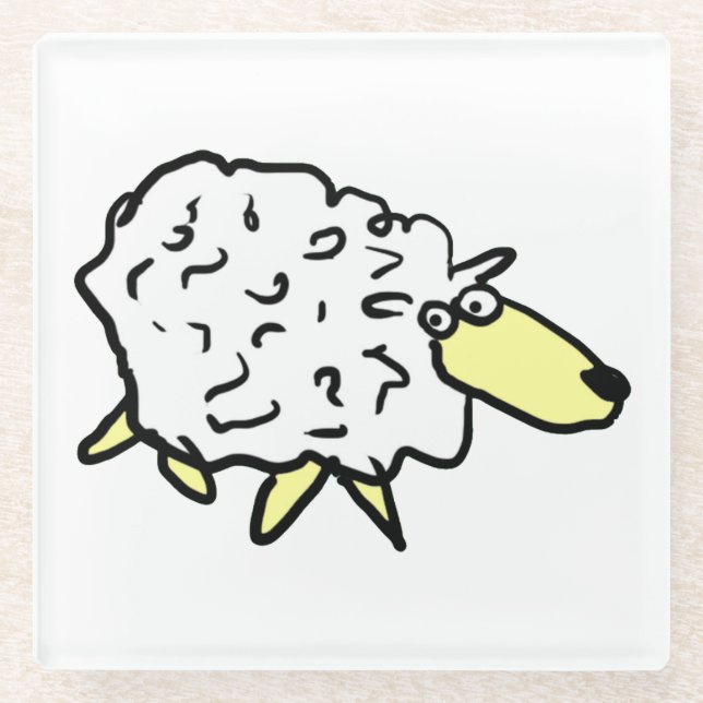 Fun Sheep Glass Coaster (Front)