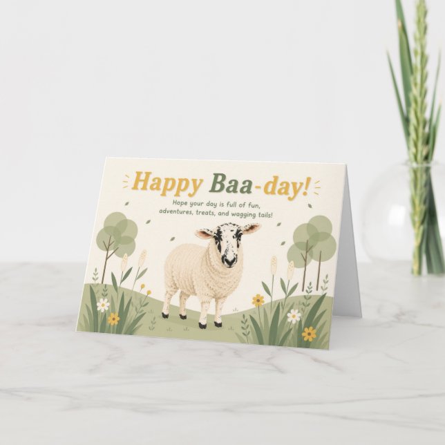 Fun sheep happy birthday card (Front)