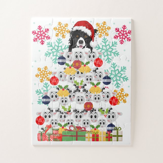 Fun Sheep Herding Christmas Tree Jigsaw Puzzle (Vertical)