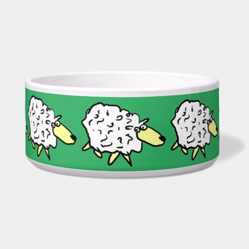 Fun Sheep Illustration Pattern Sheep Dog Bowl