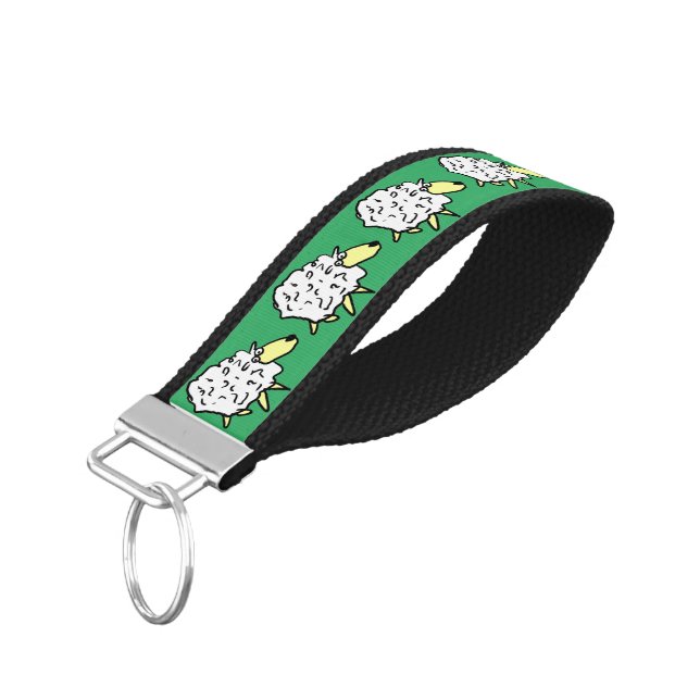 Fun Sheep Image Pattern Wrist Keychain (Angled Down)