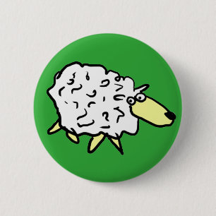 Fun Sheep in a Cartoon Style Button
