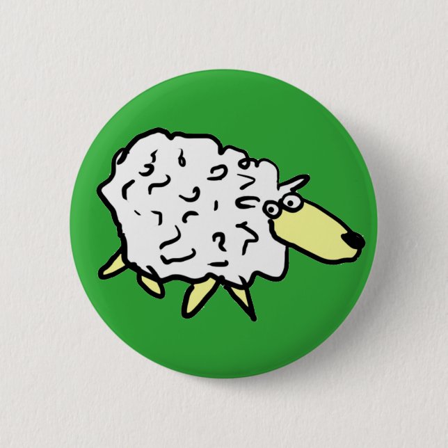 Fun Sheep in a Cartoon Style Button (Front)