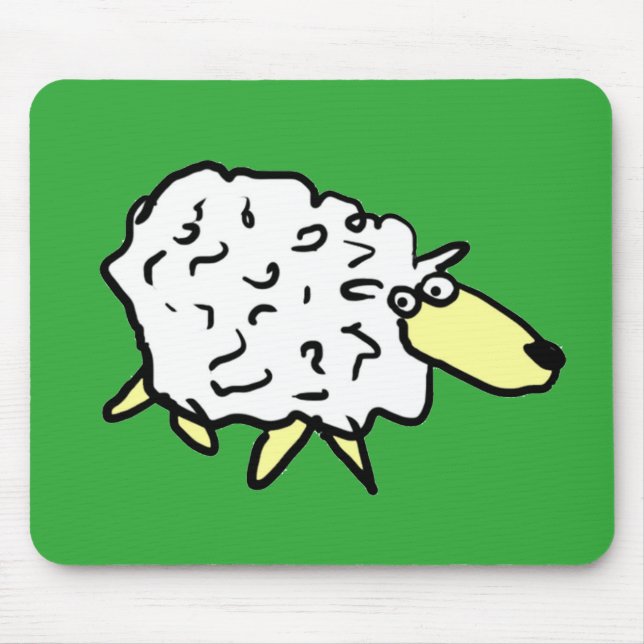 Fun Sheep in a Cartoon Style Mouse Pad (Front)