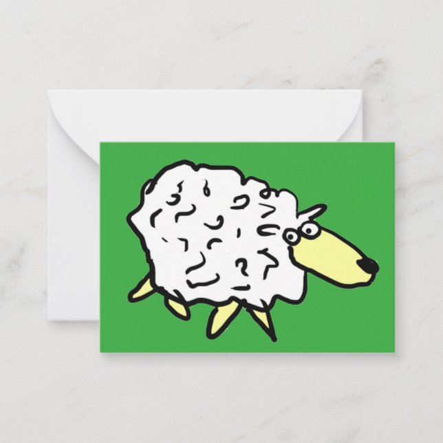 Fun Sheep in a Cartoon Style Note Card (Front)