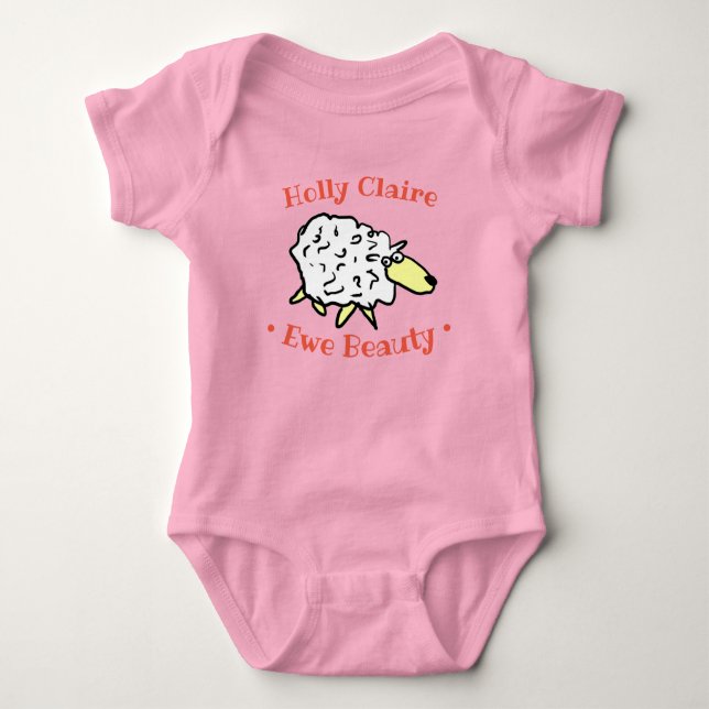Fun Sheep Motif on a Newborn Baby Bodysuit (Front)