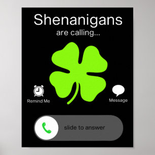 Fun Shenanigans Are Calling St Patricks Day Irish  Poster