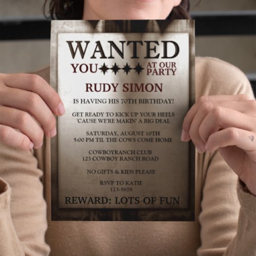 WANTED | COOL FUN RETRO BIRTHDAY PARTY INVITES