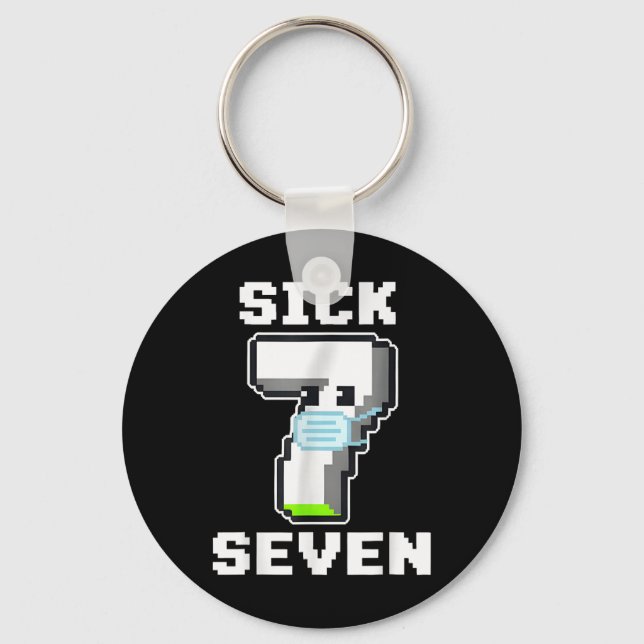 Fun Sick Seven Pixel Meme Halloween Costume Wordpl Keychain (Front)